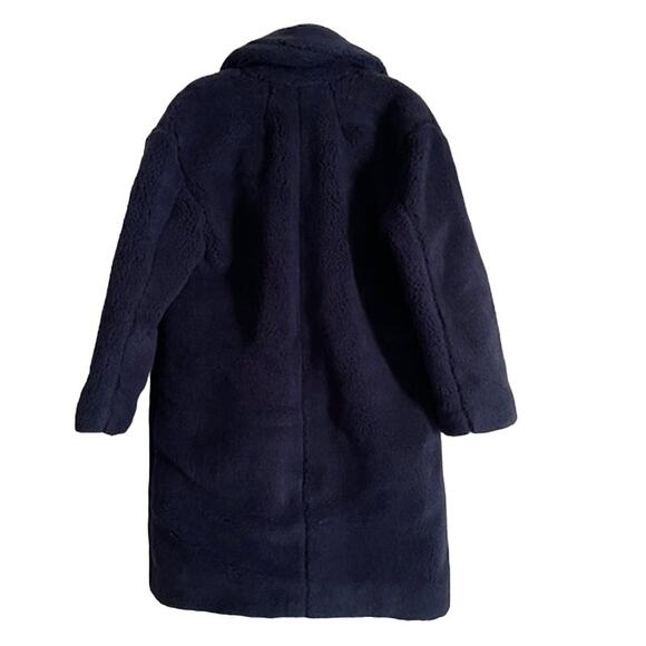 Madewell soft & plush Sherpa Teddy Coat Navy Dark Nightfall Blue pockets & snaps - Picture 7 of 17